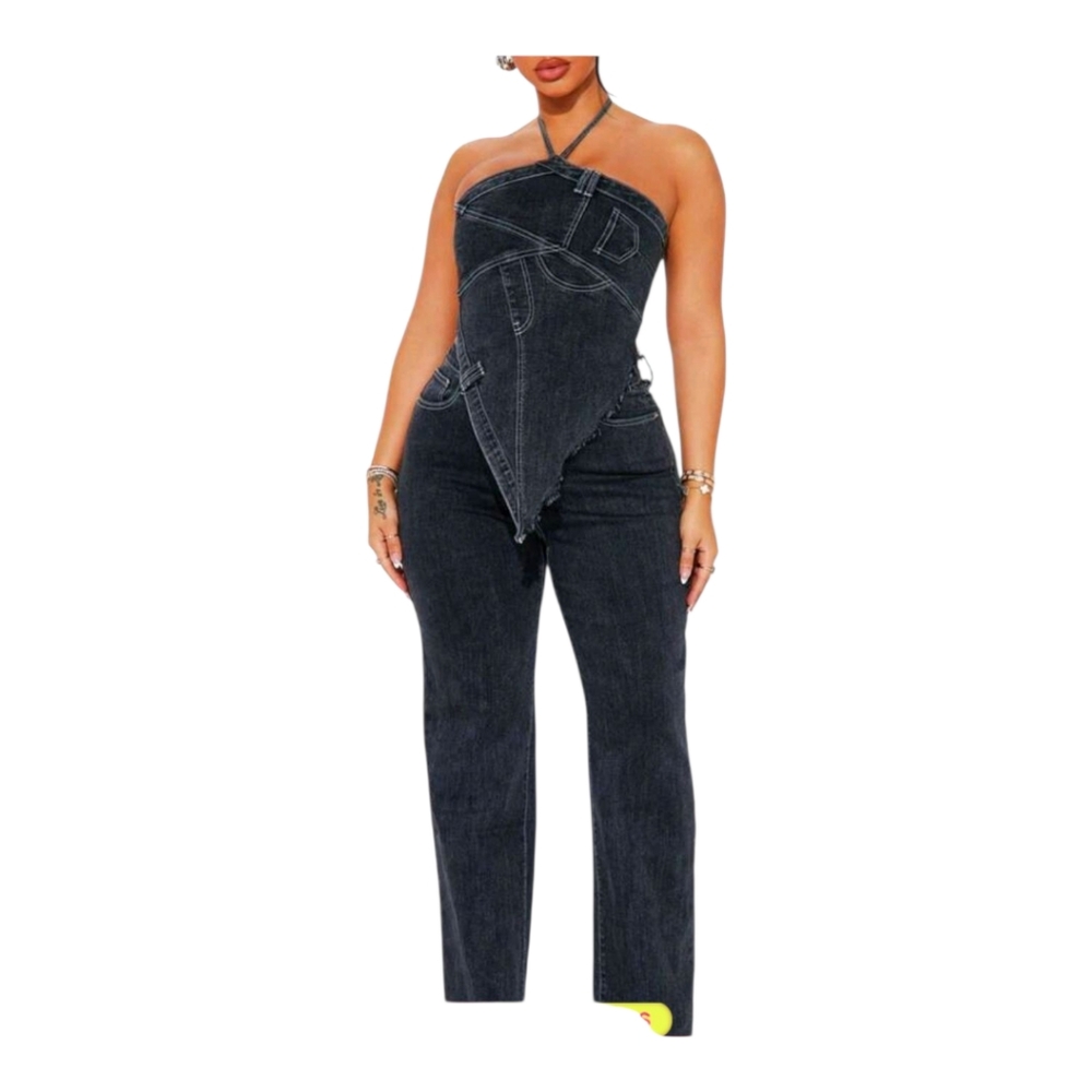 Women's Black Denim Jean Set